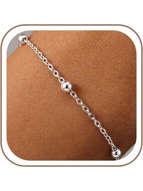 Elegant 2mm Sterling Silver Satellite Chain Bracelet for Women - Stylish Jewelry